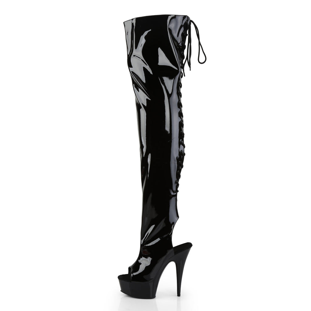 Pleaser Women's Platform Shoes DELIGHT-3017 Blk Str Pat/Blk