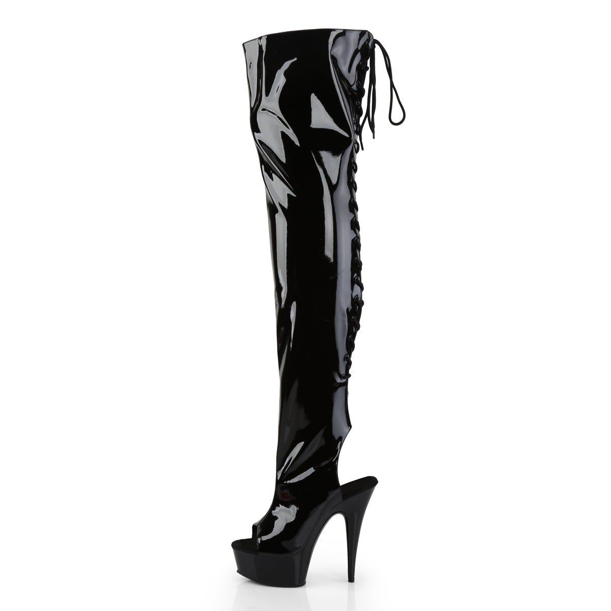 Pleaser Women's Platform Shoes DELIGHT-3017 Blk Str Pat/Blk