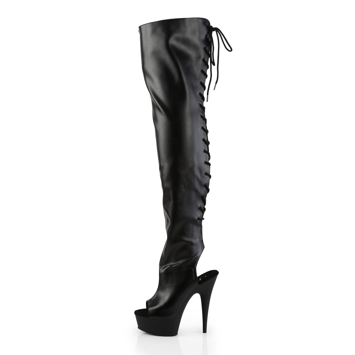 Pleaser Women's Platform Shoes DELIGHT-3017 Blk Str Faux Leather/Blk