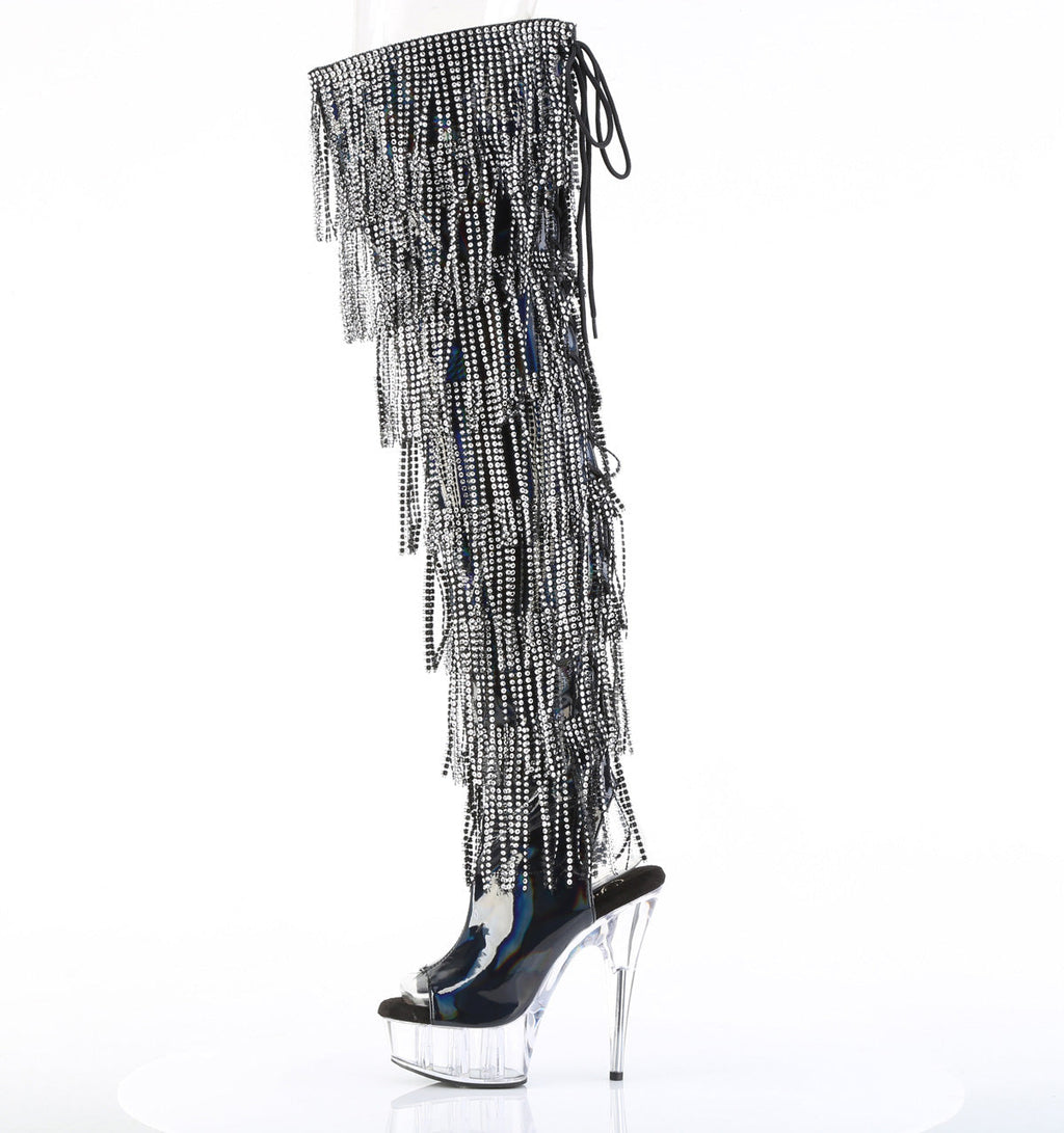 Pleaser Women's Platform Shoes DELIGHT-3017HG-RSF Blk Holo Pat/Clr