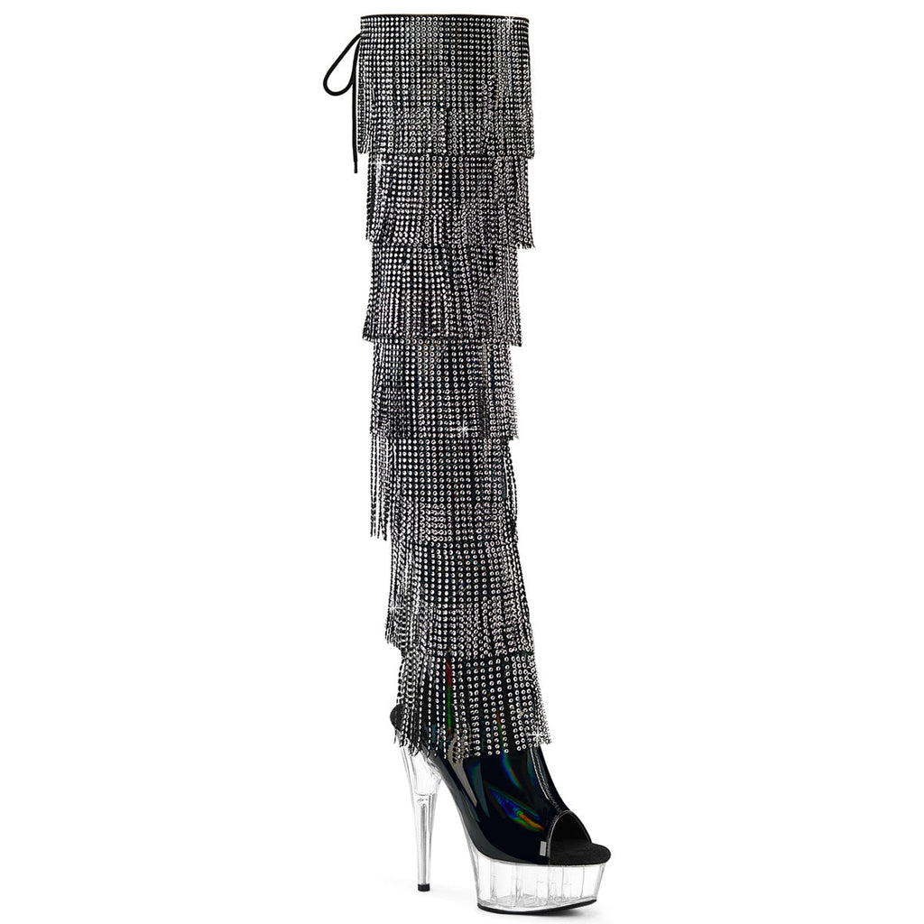 Pleaser Women's Platform Shoes DELIGHT-3017HG-RSF Blk Holo Pat/Clr