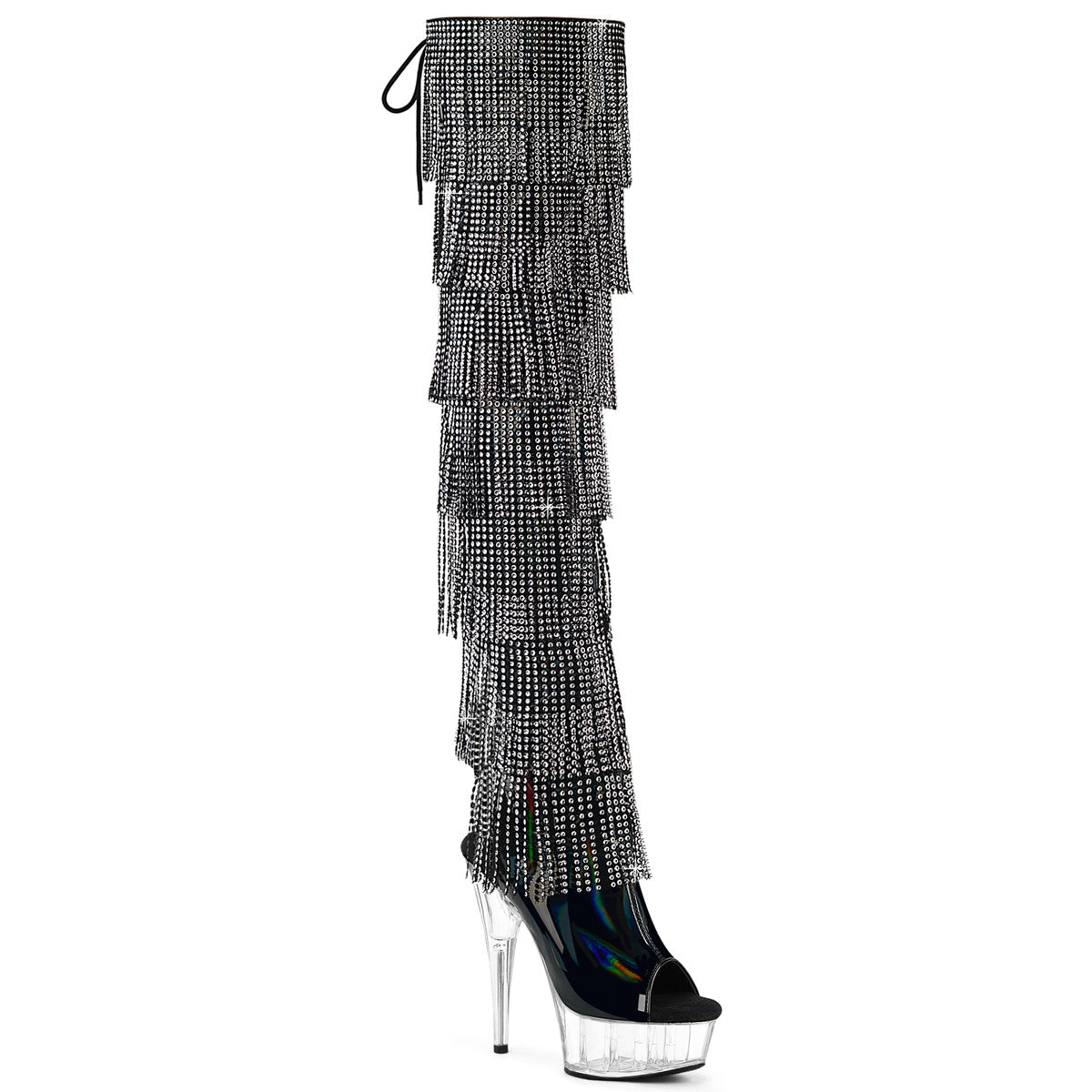 Pleaser Women's Platform Shoes DELIGHT-3017HG-RSF Blk Holo Pat/Clr