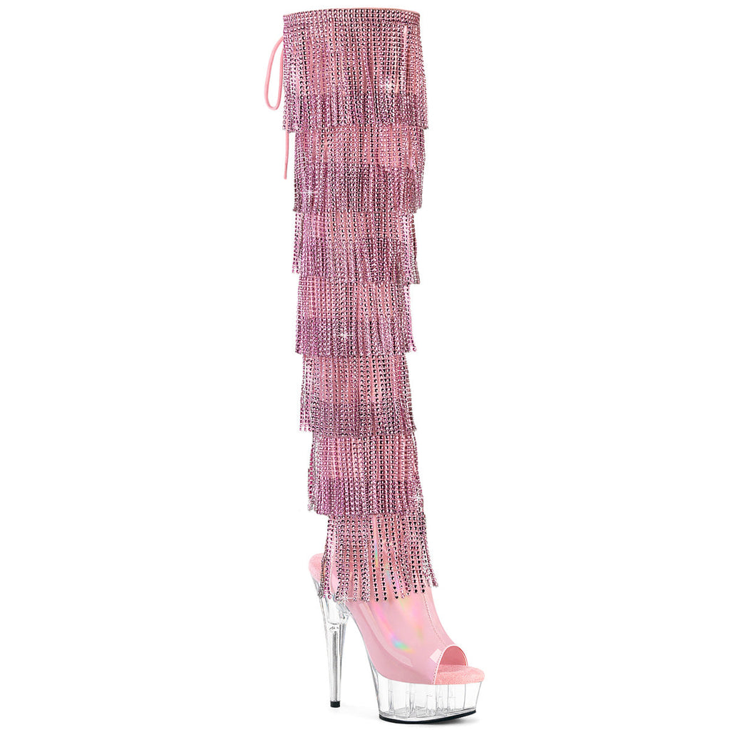 Pleaser Women's Platform Shoes DELIGHT-3017HG-RSF B. Pink Holo Pat/Clr