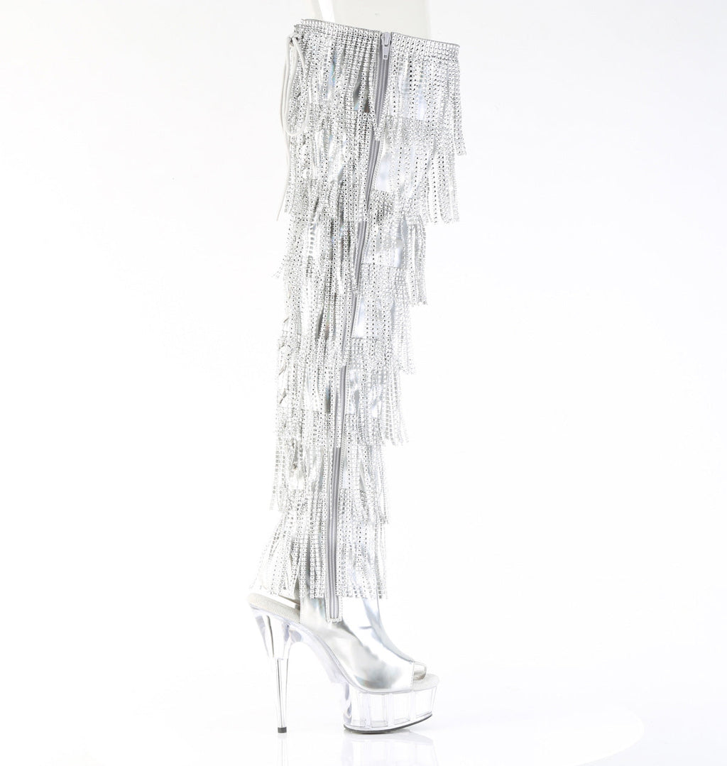 Pleaser Women's Platform Shoes DELIGHT-3017HG-RSF Slv Holo Metallic Pu/Clr