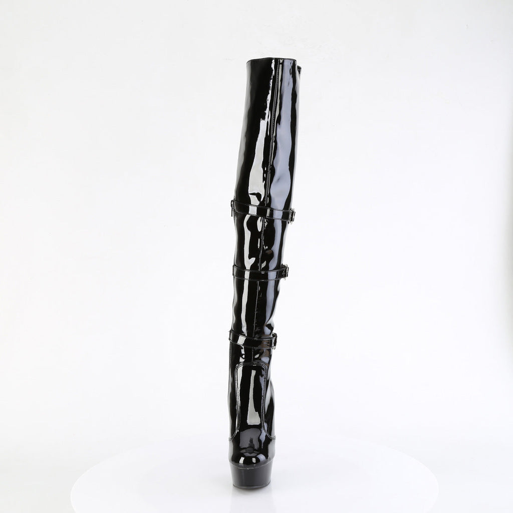 Pleaser   DELIGHT-3018 Blk Str. Pat/Blk