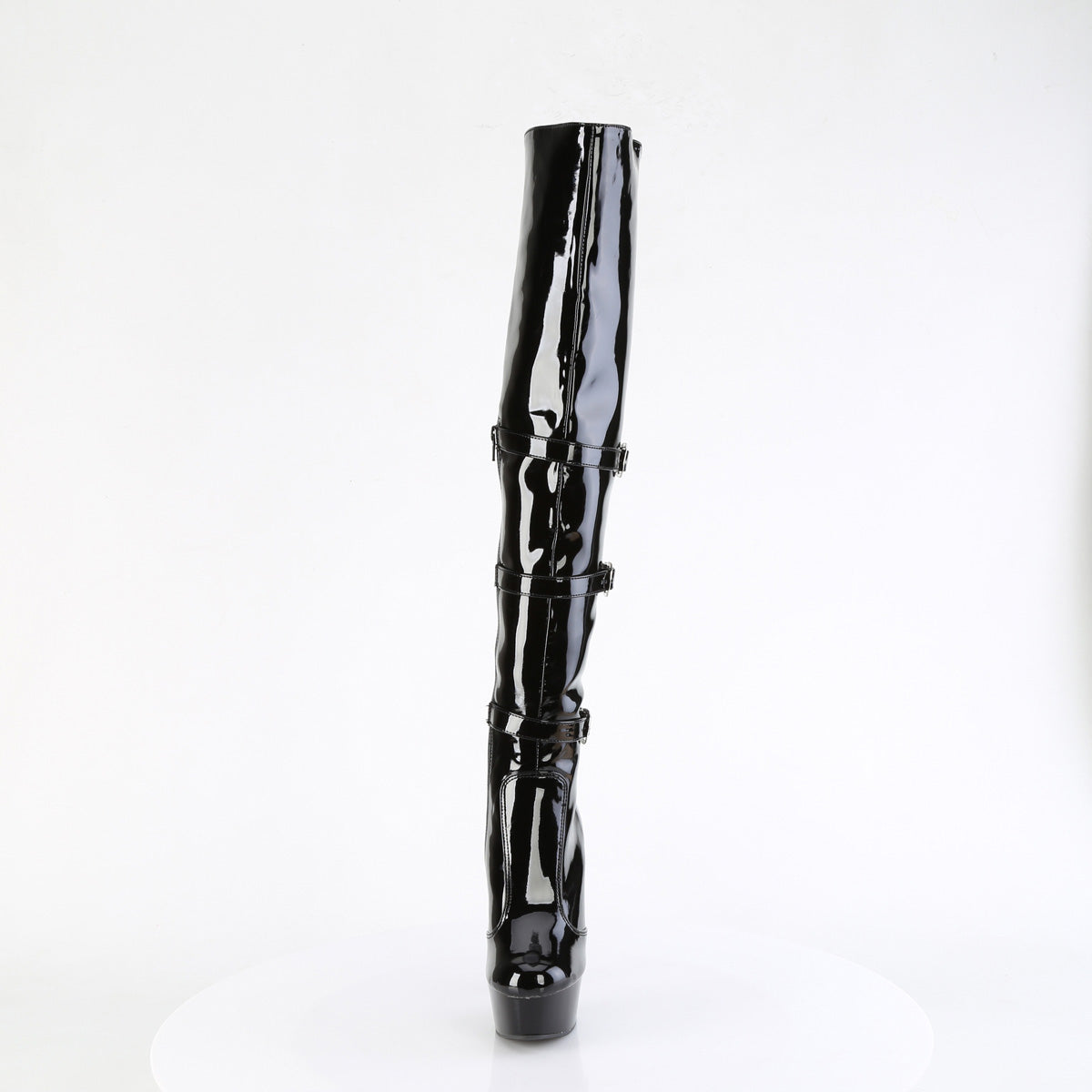 Pleaser   DELIGHT-3018 Blk Str. Pat/Blk