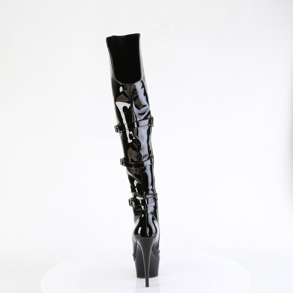 Pleaser   DELIGHT-3018 Blk Str. Pat/Blk