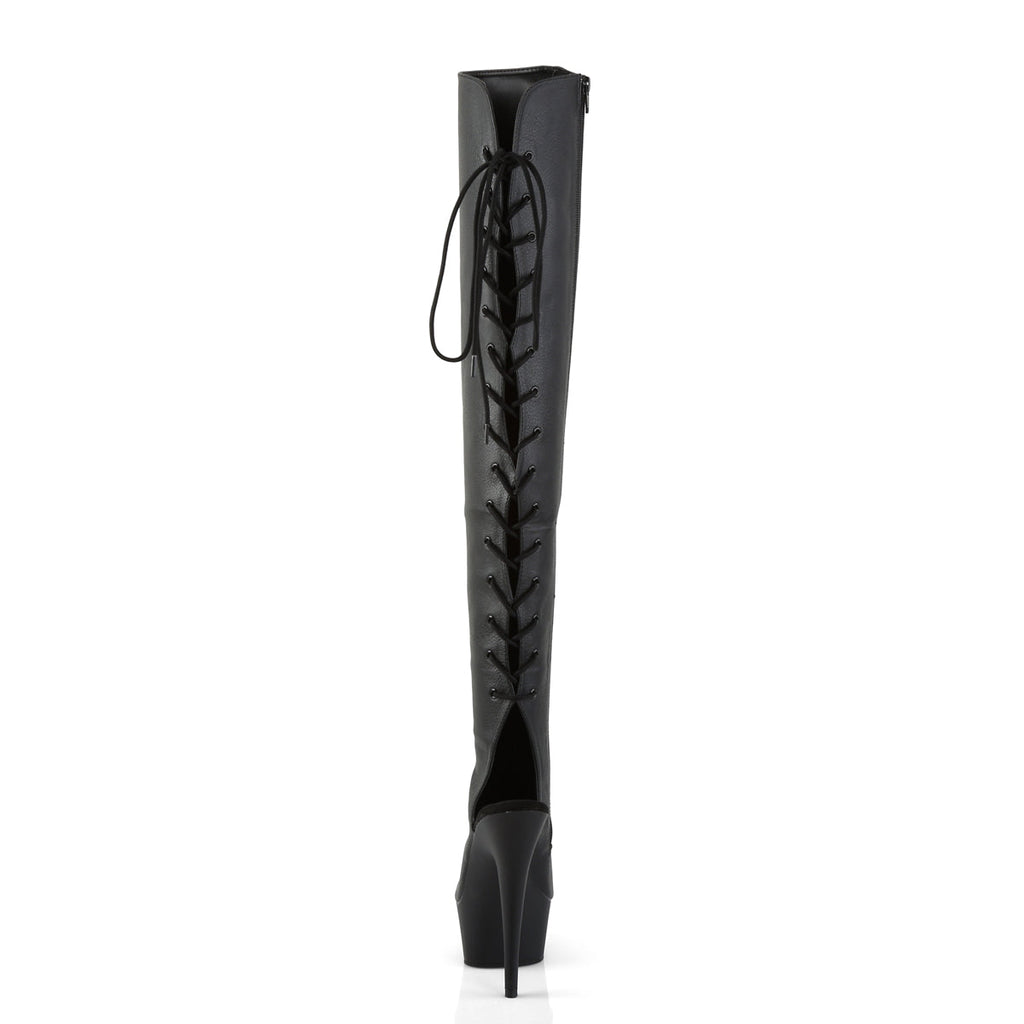 Pleaser Womens Boots DELIGHT-3019 Blk Faux Leather/Blk Matte