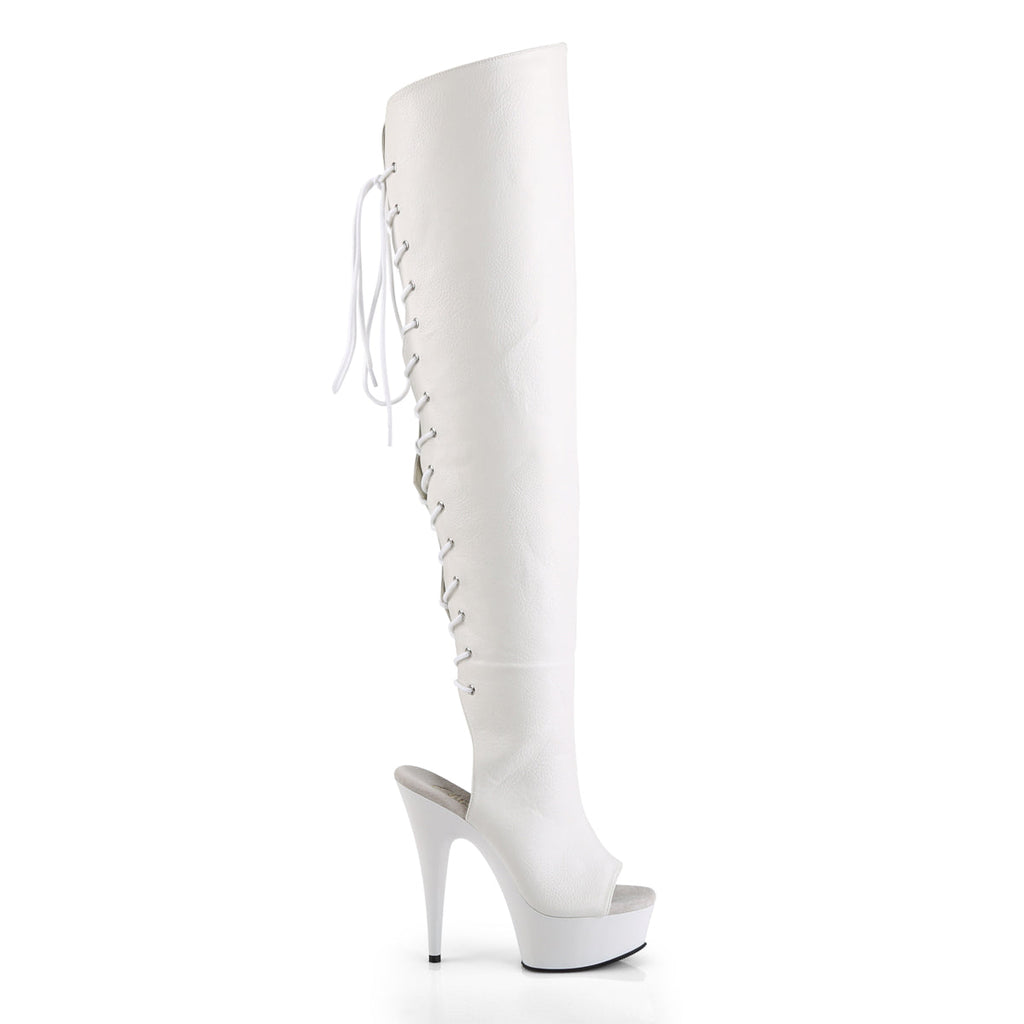 Pleaser Womens Boots DELIGHT-3019 Wht Faux Leather/Wht