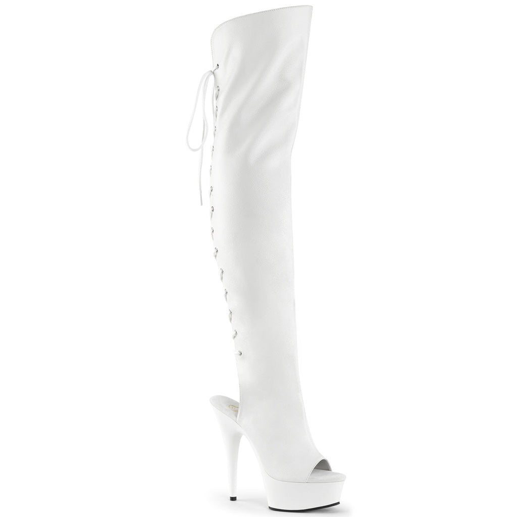 Pleaser Womens Boots DELIGHT-3019 Wht Faux Leather/Wht