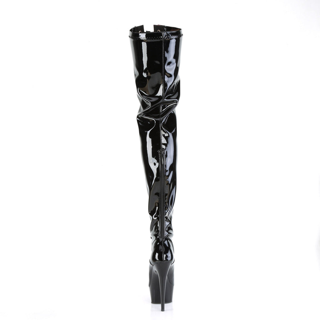 Pleaser  Boots DELIGHT-3027 Blk-Red Str. Pat/Blk