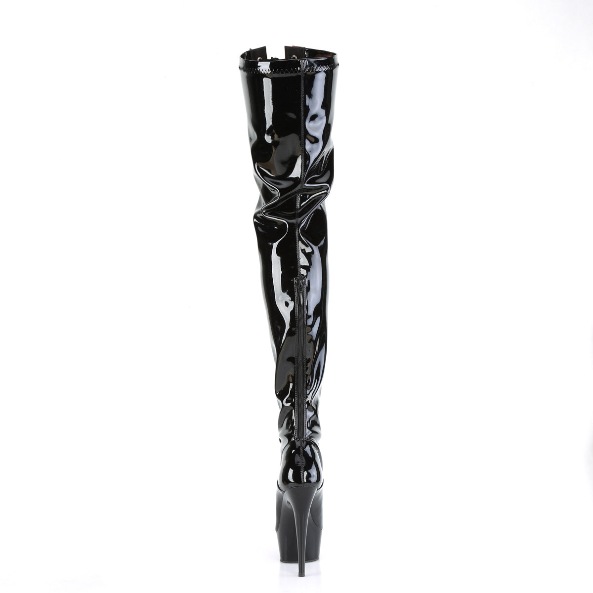 Pleaser  Boots DELIGHT-3027 Blk-Red Str. Pat/Blk