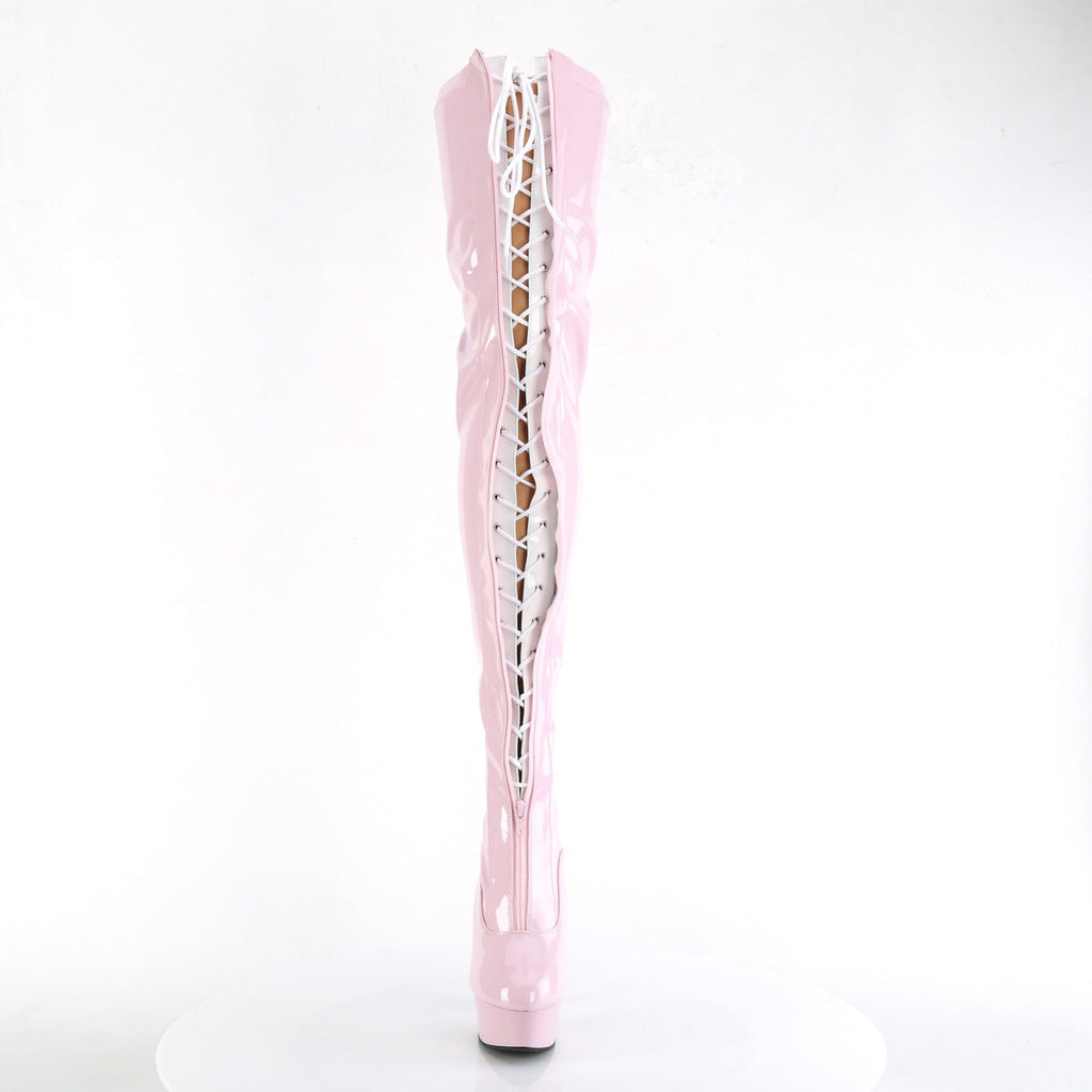 Pleaser  Boots DELIGHT-3027 B. Pink-Wht Str. Pat/B. Pink