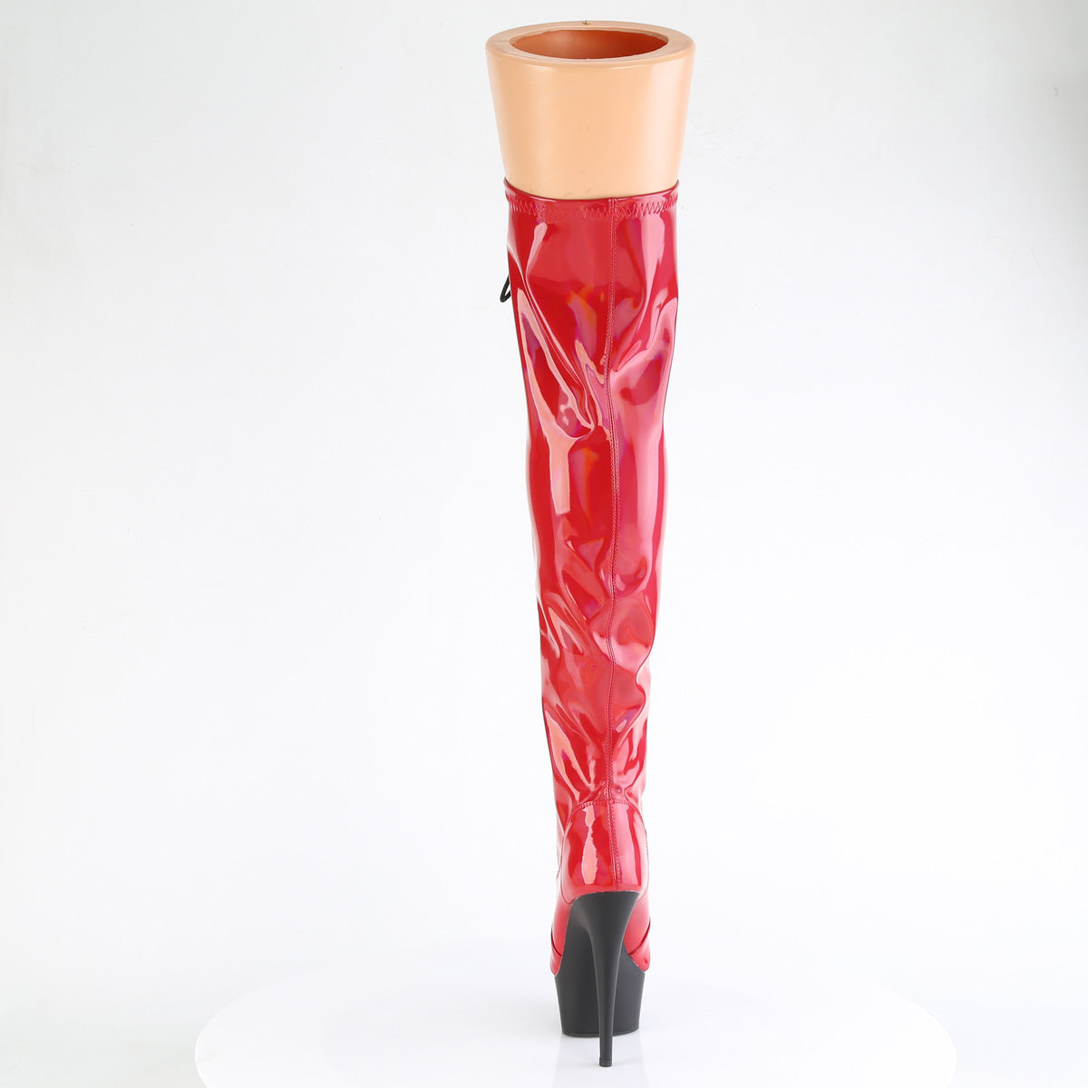 Pleaser   DELIGHT-3029 Red Str Hologram Pat/Blk Matte