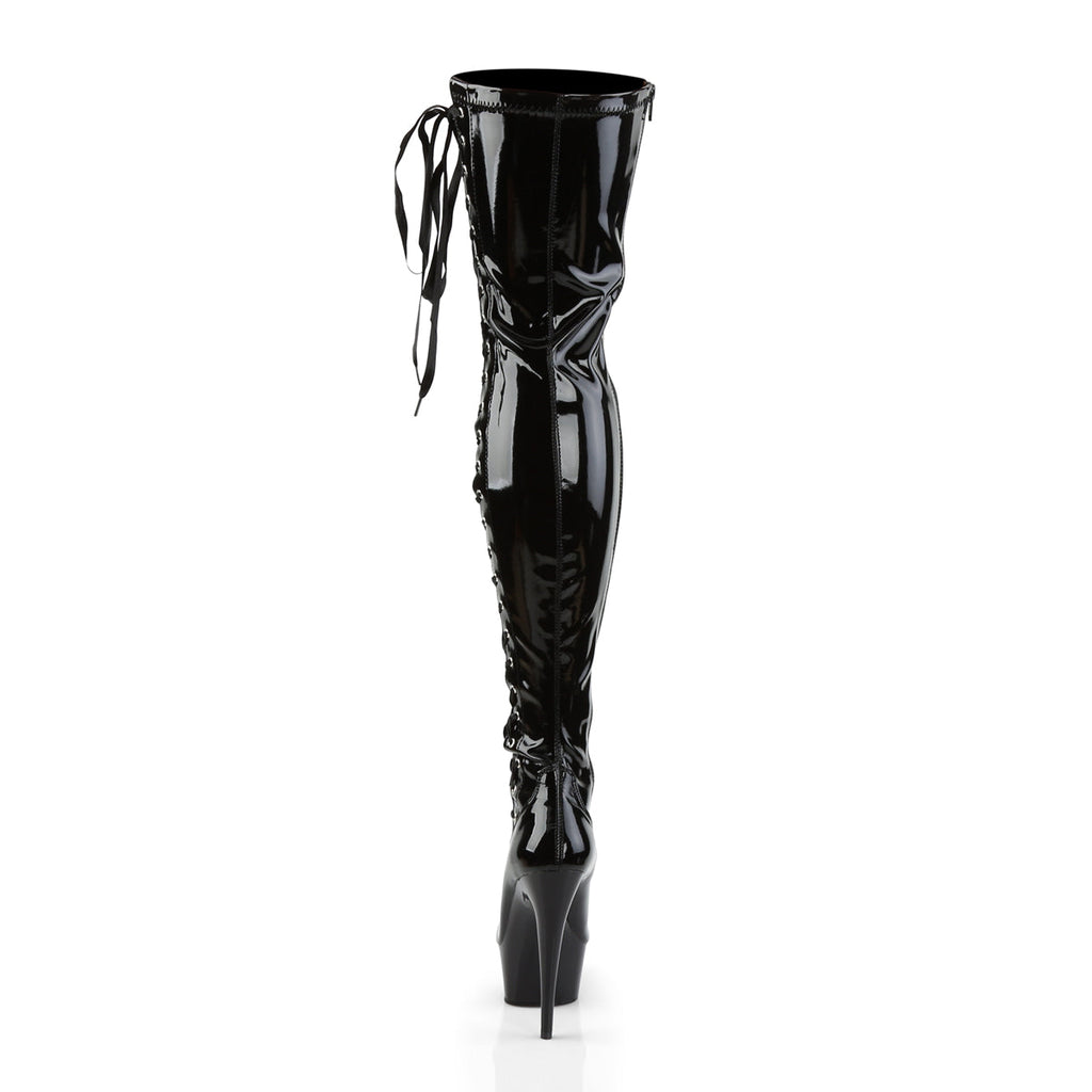 Pleaser Womens Boots DELIGHT-3050 Blk Str Pat/Blk