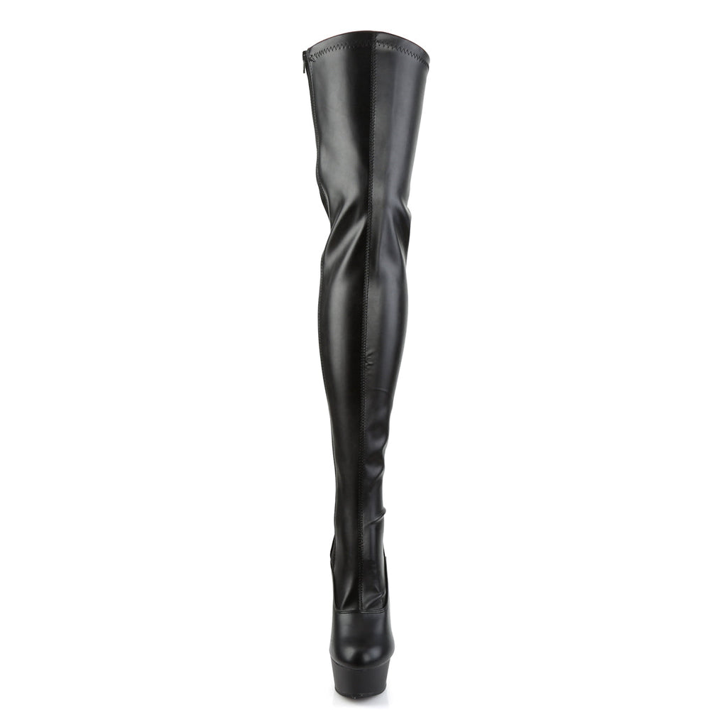 Pleaser Womens Boots DELIGHT-3063 Blk Str Faux Leather/Blk