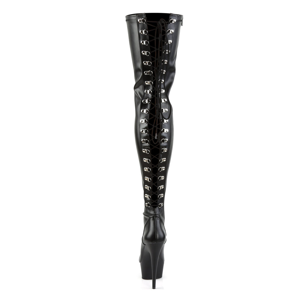Pleaser Womens Boots DELIGHT-3063 Blk Str Faux Leather/Blk