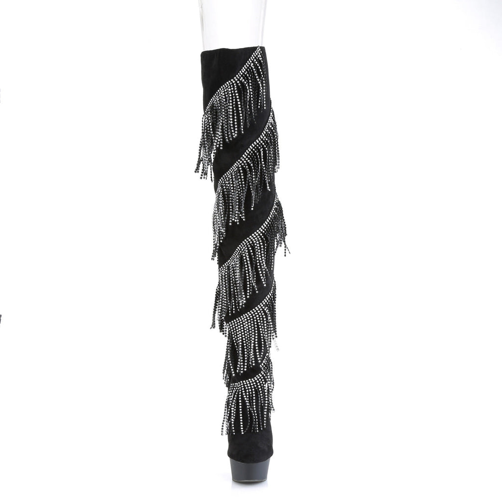 Pleaser Womens Boots DELIGHT-3065 Blk Faux Suede-Slv/Blk Matte