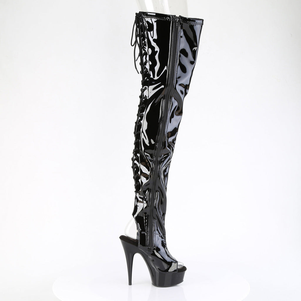 Pleaser Women's Platform Shoes DELIGHT-4017 Blk Str Pat/Blk
