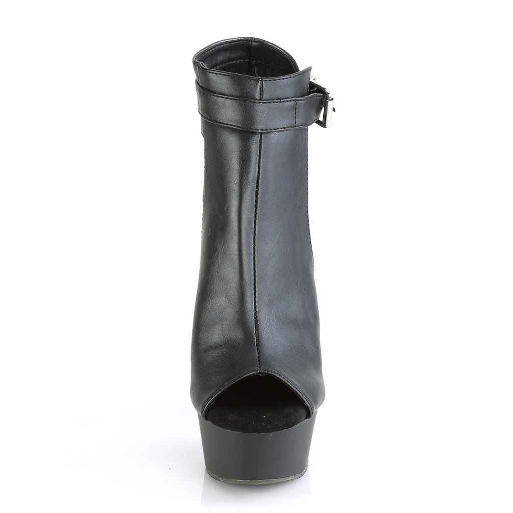Pleaser Womens Ankle Boots DELIGHT-600-10 Blk Faux Leather/Blk Matte