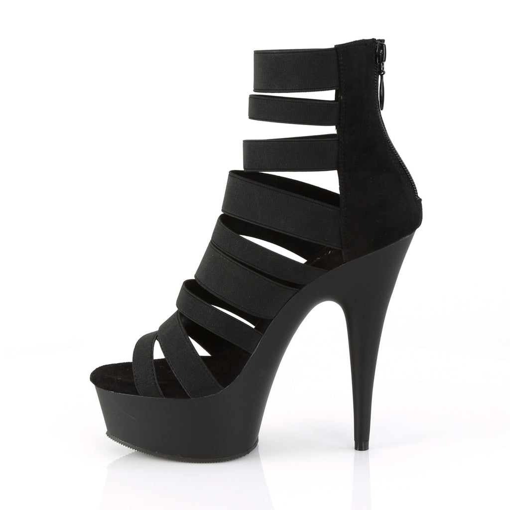 Pleaser Womens Sandals DELIGHT-600-17 Blk Elastic Band/Blk Matte