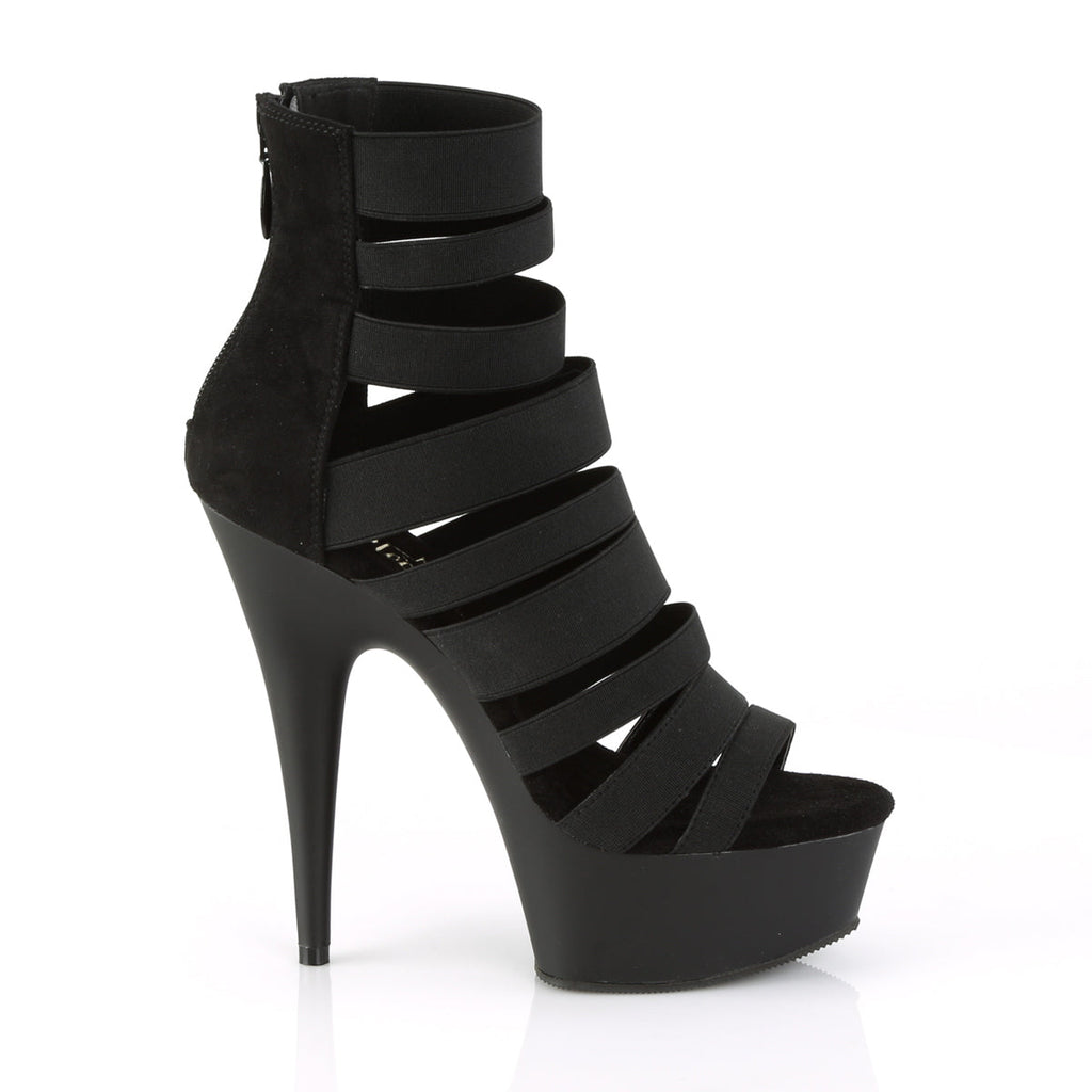 Pleaser Womens Sandals DELIGHT-600-17 Blk Elastic Band/Blk Matte