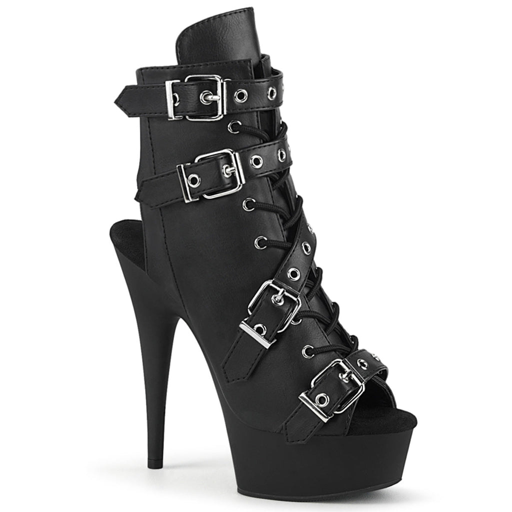 Pleaser Womens Ankle Boots DELIGHT-600-19 Blk Faux Leather/Blk Matte