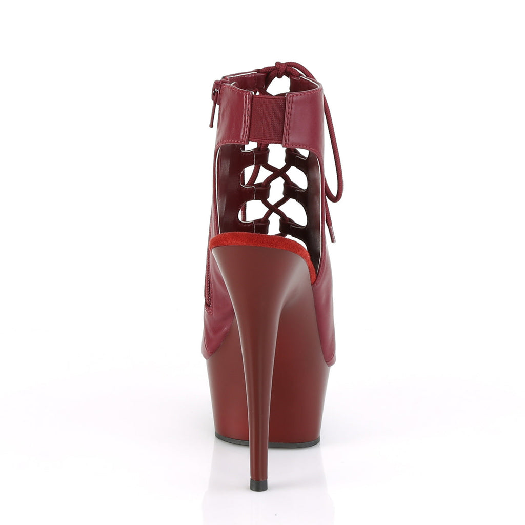Pleaser Womens Ankle Boots DELIGHT-600-20 Burgundy Faux Leather/Burgundy Matte