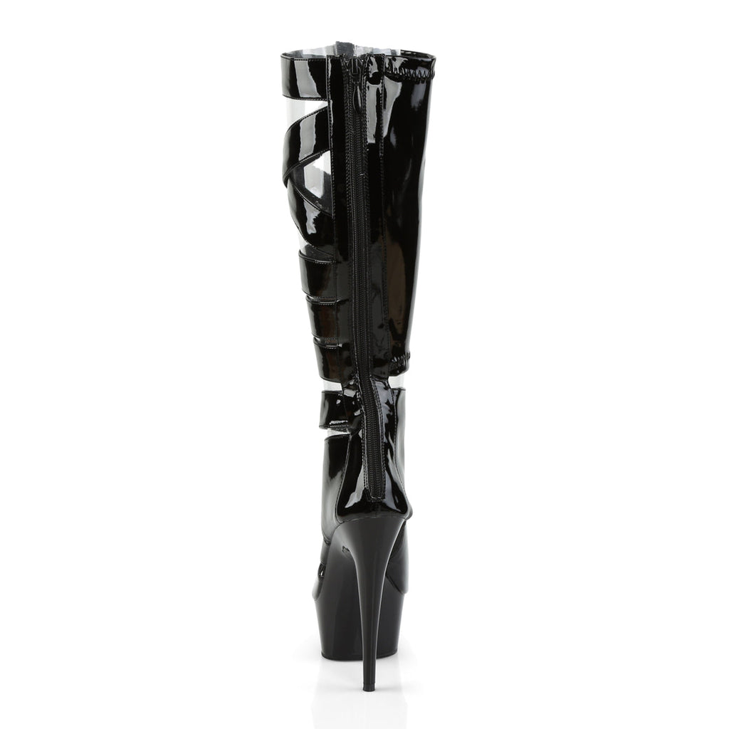 Pleaser Womens Boots DELIGHT-600-49 Blk Str Pat/Blk