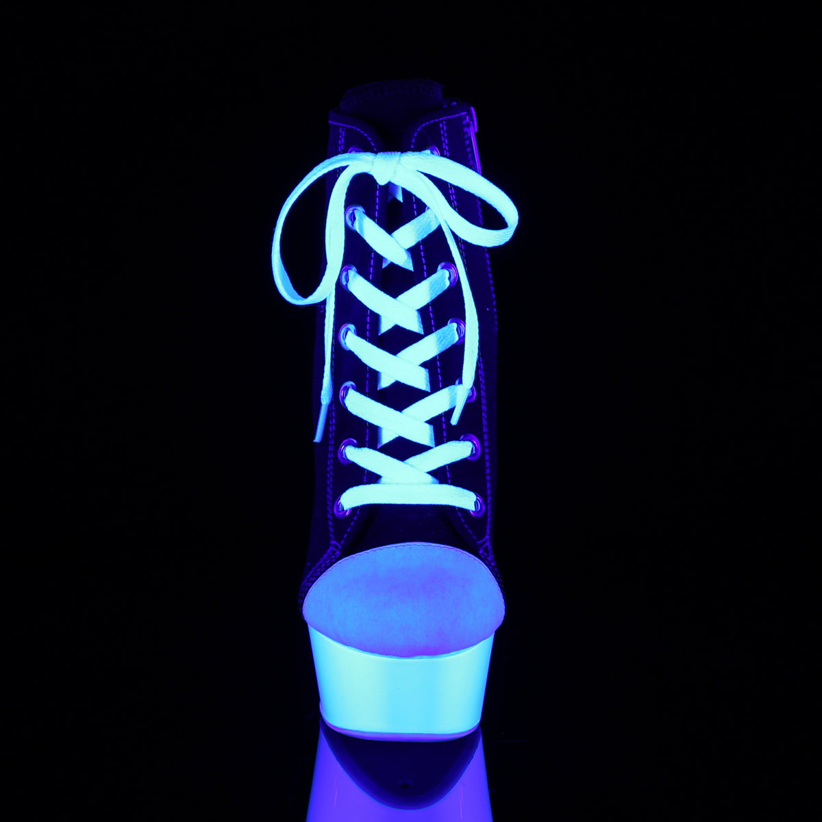 Pleaser Womens Ankle Boots DELIGHT-600SK-02 Blk Canvas/Neon White