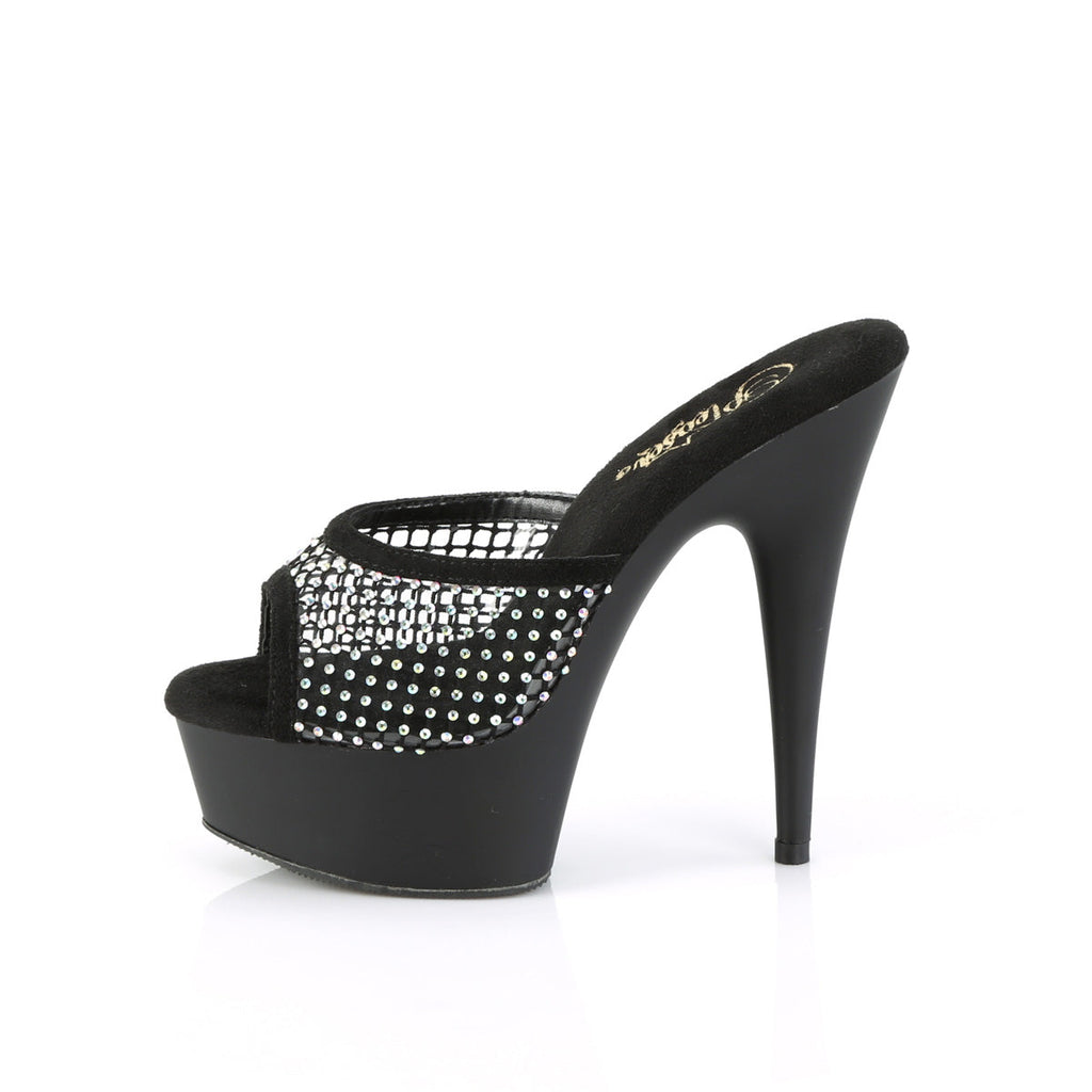 Pleaser  Sandals DELIGHT-601-6RM Blk Faux Suede-RS Mesh/Blk Matte