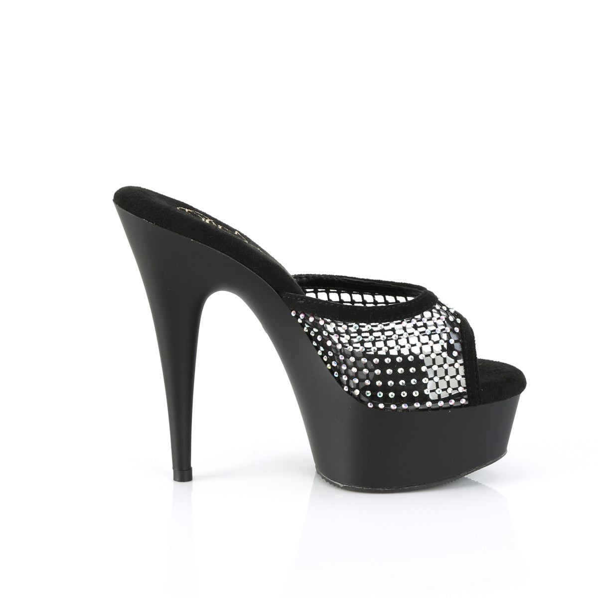 Pleaser  Sandals DELIGHT-601-6RM Blk Faux Suede-RS Mesh/Blk Matte