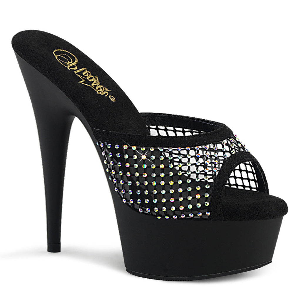 Pleaser  Sandals DELIGHT-601-6RM Blk Faux Suede-RS Mesh/Blk Matte