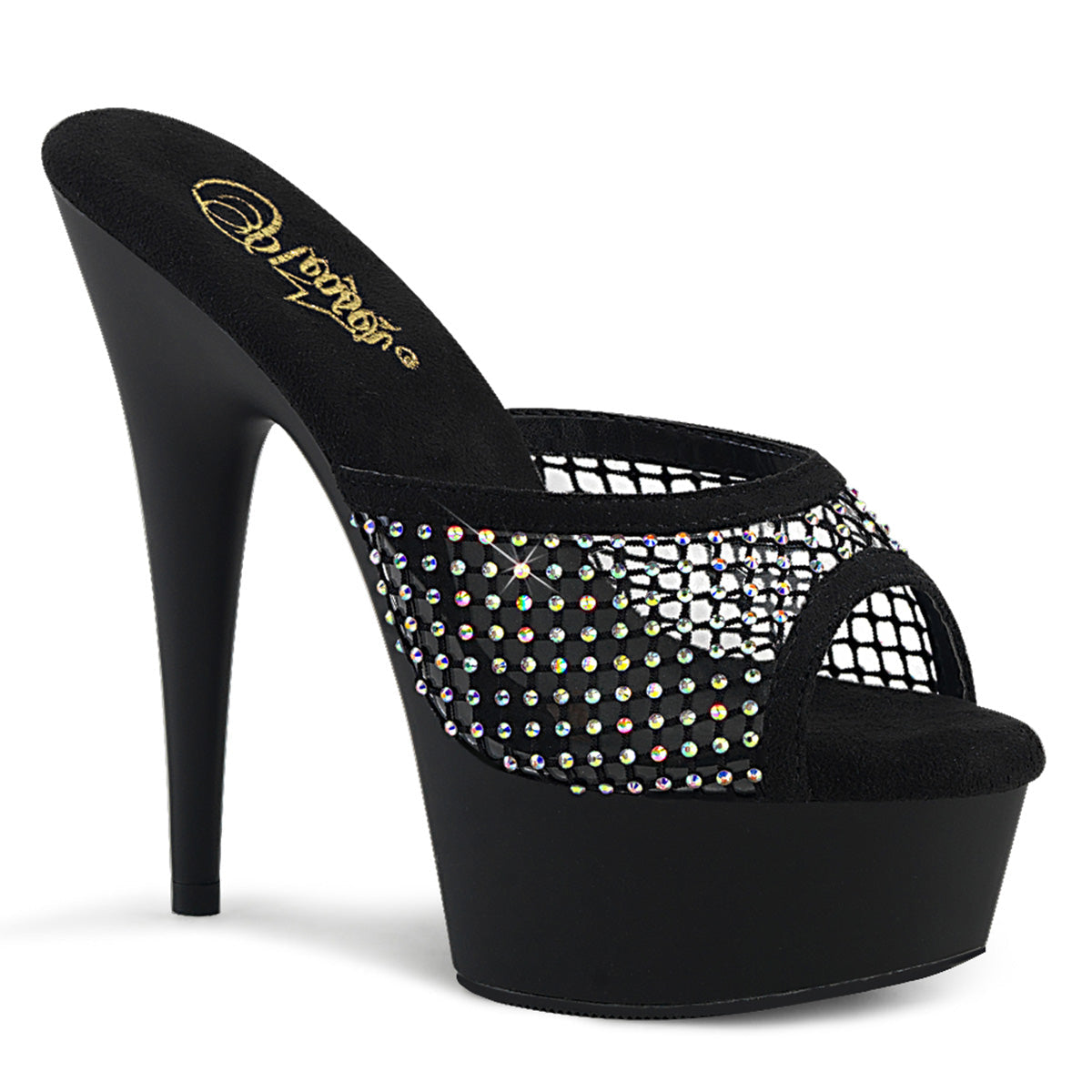 Pleaser  Sandals DELIGHT-601-6RM Blk Faux Suede-RS Mesh/Blk Matte