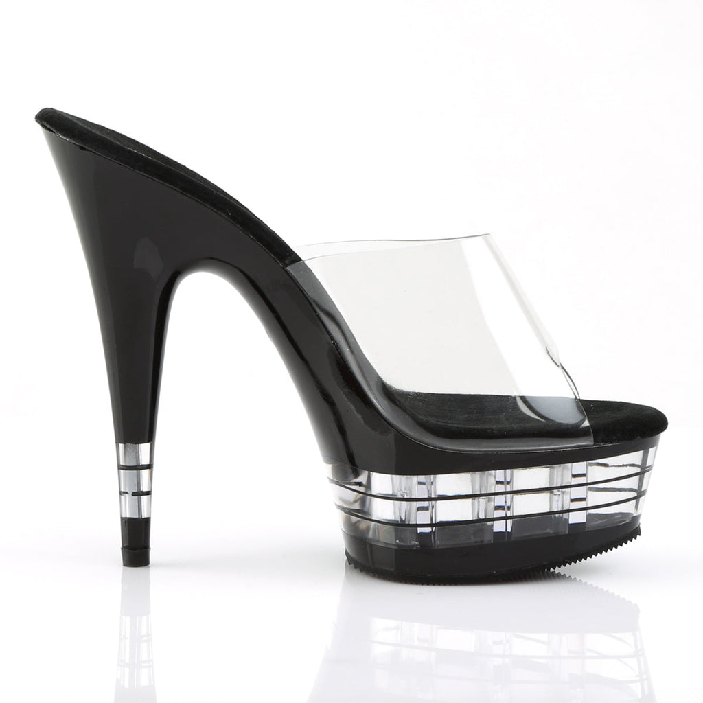 Pleaser Womens Sandals DELIGHT-601LN Clr/Blk
