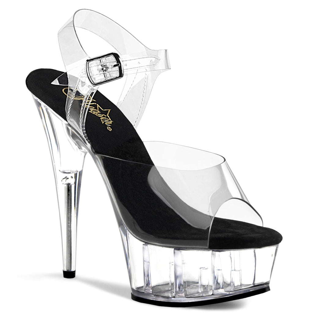 Pleaser Womens Sandals DELIGHT-608 Clr-Blk/Clr