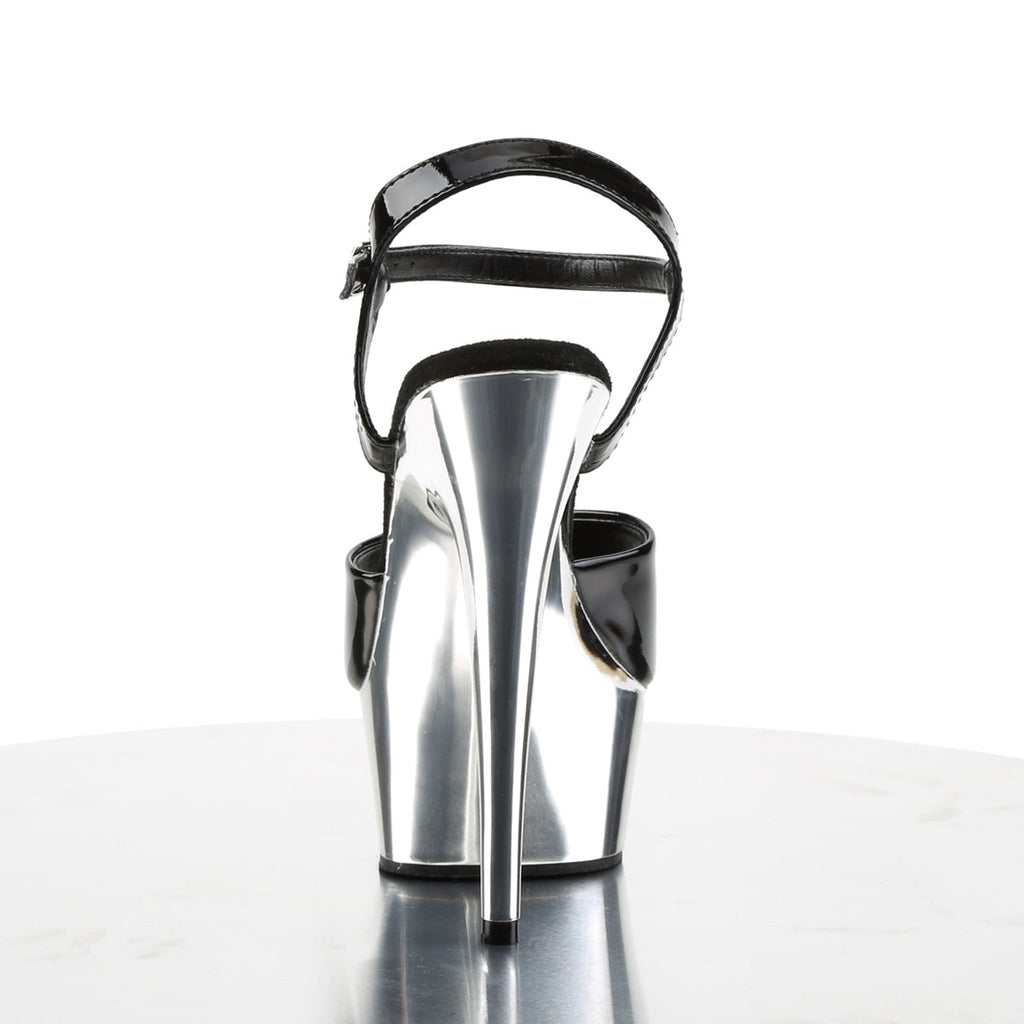 Pleaser Womens Sandals DELIGHT-609 Blk/Slv Chrome