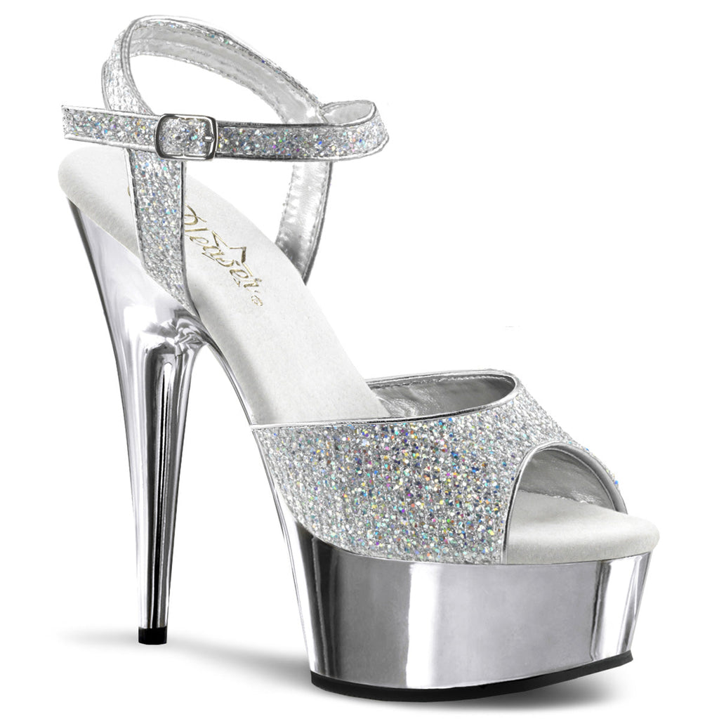 Pleaser Womens Sandals DELIGHT-609G Slv Multi Gltr/Slv Chrome