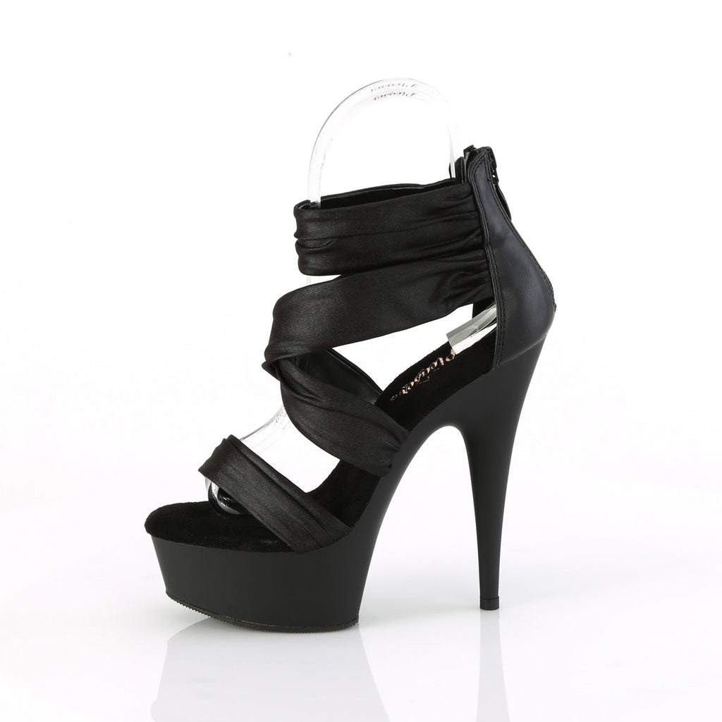 Pleaser   DELIGHT-620 Blk Faux Le-Fabric/Blk Matte