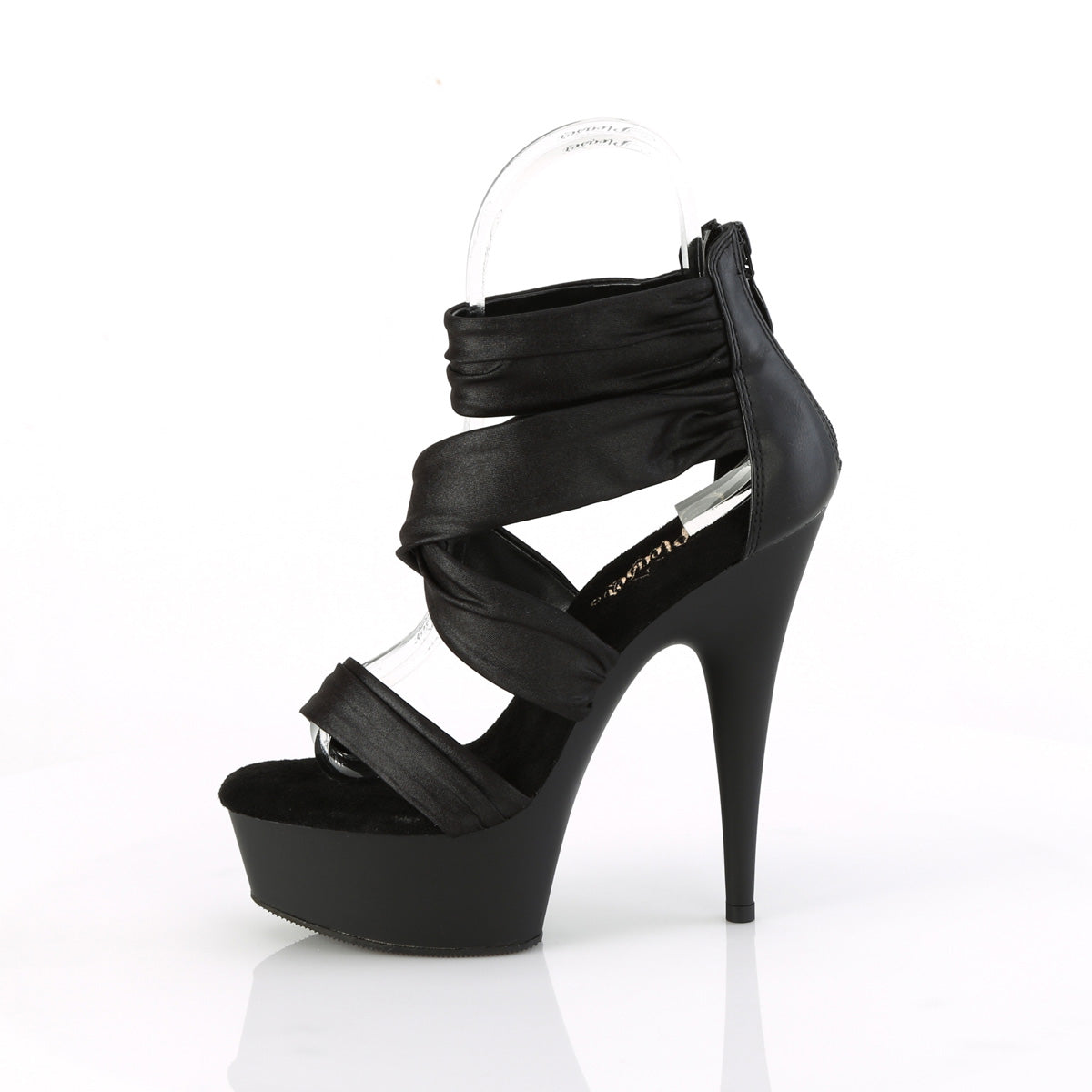 Pleaser Women's Platform Shoes DELIGHT-620 Blk Faux Le-Fabric/Blk Matte