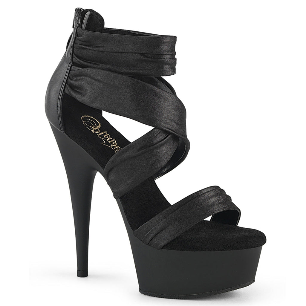 Pleaser   DELIGHT-620 Blk Faux Le-Fabric/Blk Matte
