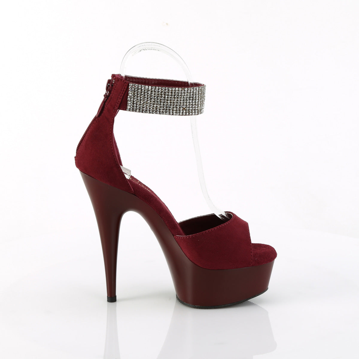 Pleaser   DELIGHT-625 Burgundy Faux Suede/Burgundy Matte
