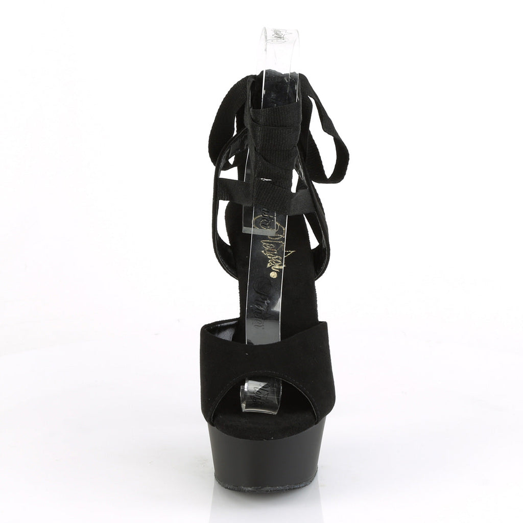 Pleaser Womens Sandals DELIGHT-634 Blk Faux Suede/Blk Matte