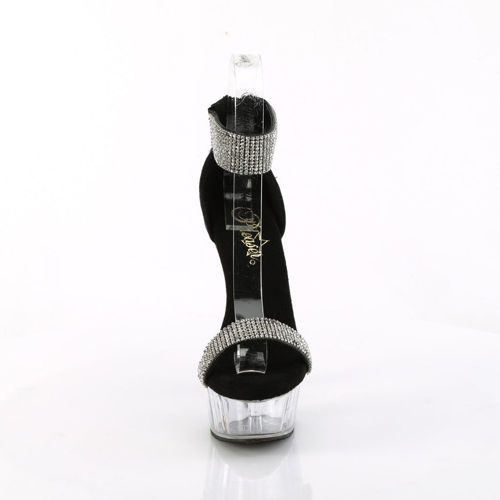 Pleaser   DELIGHT-641 Blk Shimmery Fabric/Clr