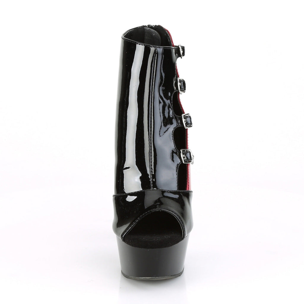 Pleaser Womens Sandals DELIGHT-681 Blk-Red Pat/Blk