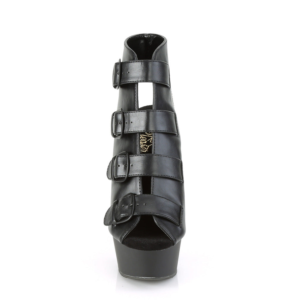 Pleaser Womens Sandals DELIGHT-683 Blk Faux Leather/Blk Matte