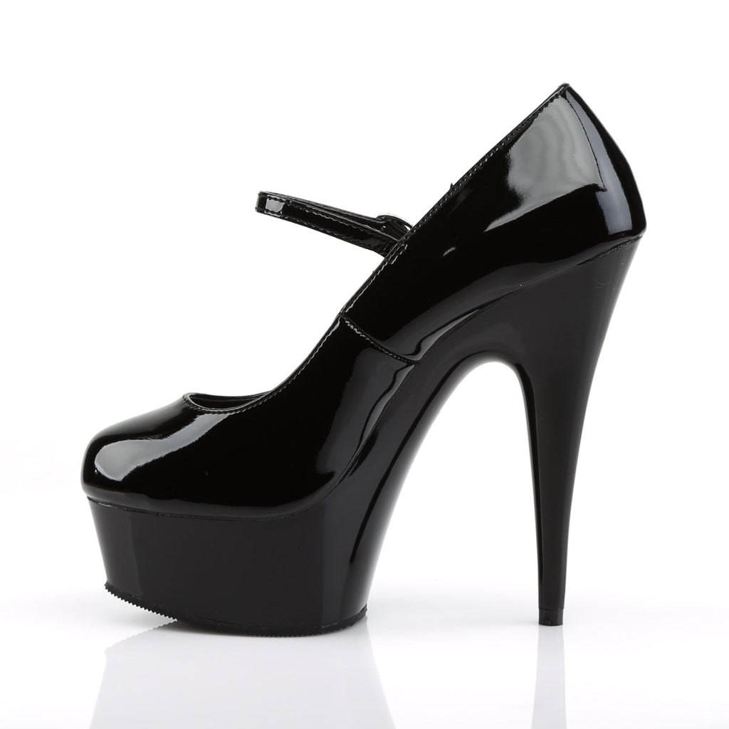 Pleaser Womens Sandals DELIGHT-687 Blk Pat/Blk