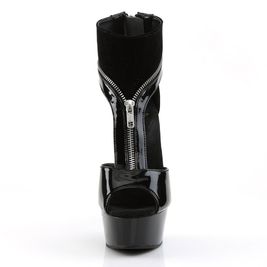 Pleaser Womens Ankle Boots DELIGHT-690 Blk Pat-Lamy/Blk