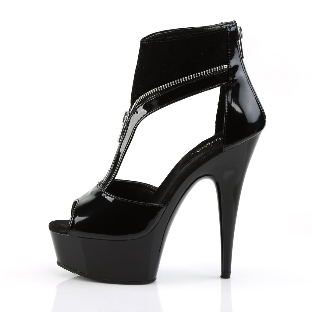 Pleaser Womens Ankle Boots DELIGHT-690 Blk Pat-Lamy/Blk