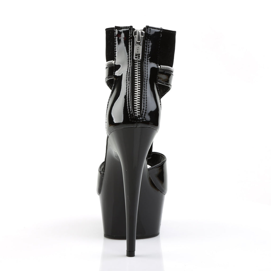 Pleaser Womens Ankle Boots DELIGHT-690 Blk Pat-Lamy/Blk